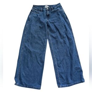 Princess Polly Wide Leg Flare Jeans - Dark Blue Denim